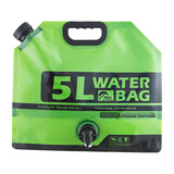 太力户外储水袋5L 食品级自立吸嘴阀门带水龙头便携手提水袋橄榄绿