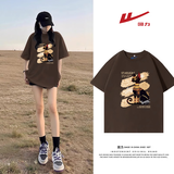 回力（Warrior）纯棉短袖T恤女2026夏季潮流设计感小众宽松百搭运动透气休闲上衣