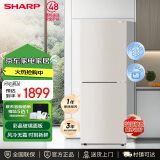 SHARP夏普冰箱 双开两门风冷无霜租房小型家用小型电冰箱 大冷冻 钣金面板 无边框悬浮设计冰箱以旧换新 196升双门彩晶玻璃面板米罗金