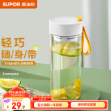 苏泊尔（SUPOR） 塑料杯随行BB杯马克杯男女运动学生大容量便携带拎绳茶杯子 510ml-亮白橙