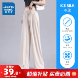 真维斯女装休闲冰丝裤束脚抽绳时尚垂感弹力夏季新款长裤子JRP A款 JR-32-251001-米白8110 L 170/92A