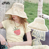 妖精的口袋【嘻嘻不嘻嘻】波嬉风白色连衣裙女25年夏季新款t恤半身裙套装裙 蕾丝米色（帽子） 均码M M