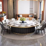 川潮酒店岩板电动餐桌饭店包厢会所14/16人一人一锅电磁炉火锅大圆桌 2.0米（电动）单桌+转盘/10-12人