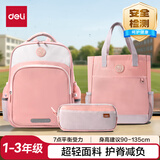 得力（deli）学院系列小学生简约学习套装  含超轻大容量双肩包全开式护脊减负背包 及笔袋补习袋 1-3年级