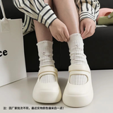 西儿 玛丽珍洞洞鞋包头拖鞋踩屎感夏季女ins潮外穿户外沙滩护士厚底 ，米白色 36-37