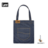 Lee牛仔帆布袋女士托特包单肩包大容量通勤手提包购物袋男女个性工装 帆布包+柯基小狗挂件