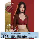 ubras母亲节钻石纱夹心软支撑花瓣杯文胸内衣女胸罩背勾-丝绒红S