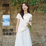 森马（Semir）短袖t恤女短款合体显瘦正肩内搭26夏凉感修身打底衫109325100001