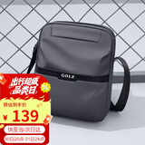 高尔夫GOLF单肩包男士休闲斜挎包男大容量牛津布学生随身小挎包可装ipad轻便手机包防泼水运动男包 黑配灰 