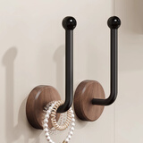 范爷家胡桃木发圈发箍发绳收纳挂钩2个装免打孔壁挂首饰发饰夹皮筋挂钩