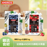 ANDROS 安德鲁 草莓果酱1kg+大蓝莓果酱1kg 颗粒果粒酱商用家用烘焙