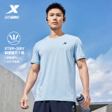 特步运动t恤短袖男夏装新款跑步速干衣薄款训练服半袖简约上衣polo衫 【综合训练】缇娜蓝0146 3XL 190