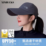 XINBUCKS高品质速干鸭舌帽男春夏透气太阳帽女薄大帽围加大帽檐棒球帽秋季 深灰色（加大加长帽檐） 均码 适合55-63cm