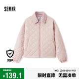 森马（Semir）棉服女灯芯绒翻领菱形格复古2024冬三防宽松轻薄棉衣109724112007