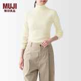 无印良品（MUJI）女式 罗纹可水洗高领毛衣 长袖打底针织衫上衣毛衫 BAG01A1A 米白色 XS 150/76A