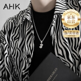 AHK26字母钛钢项链男女士百搭潮流情侣吊坠520情人节生日礼物男女友 潮流满钻项链 【J】+品牌礼盒