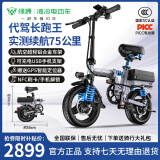 绿源电动自行车新国标代驾折叠电动车超长续航铝合金锂电池助力电瓶车 风驰长跑王-NFC铝合金-25A-纯电75公里