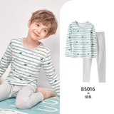 英博伦春秋男童内衣套装纯棉莱卡儿童秋衣秋裤中大童新款薄款睡衣 85505绿条 120