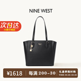 NINE WEST包包女款2025年最新款大容量托特包女士斜挎包情人节礼物送女友 黑色【精美礼盒】