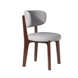 致喜北欧实木餐椅家用简约餐桌椅奶油风靠背座椅软包椅子久坐舒服餐椅 胡桃色实木框架-浅灰色猫爪皮