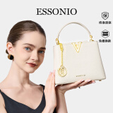 ESSONIO意大利品牌包包女包奢侈女士单肩包母亲情人节送女友老婆生日礼物 米白色