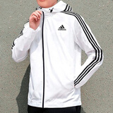 Adidas阿迪达斯男装春季新款运动服休闲户外连帽梭织风衣夹克外套IM8806 IB0382-白色/内里网衬 XL /185/104A