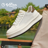 金利来（Goldlion）男鞋春季经典板鞋厚底增高舒适百搭休闲鞋G578510344BBE白40