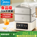 美的（Midea）电蒸锅不锈钢蒸锅电煮锅蒸箱家用多功能锅三层智能预约蒸煮一体电火锅煮蛋器蒸包子炖锅 12.5L MZ-ZGC262388