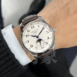 【二手99新】浪琴四针月相名匠系列男表女表情侣表手表男士自动机械商务全套瑞士手表 40mm白盘数字皮带L2.909.4.78.3 全套包装