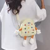 星昔可爱迷你帆布包包女2026新款休闲小众手机斜挎小包女孩儿童卡通包 浅黄色