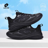 乐途（LOTTO）跑步鞋男鞋春冬加绒保暖轻便黑鞋减震休闲鞋男皮面运动鞋旅游鞋子 黑色·男【网面透气】 40