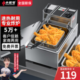 小螺号电炸炉商用油炸锅油炸机油条机电炸锅油炸炉炸串机油条薯条机小吃设备 10L8L单缸燃气炸炉熄火保护 经济款【单缸10升丨2500W】无盖