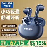 飞利浦（PHILIPS）蓝牙耳机真无线半入耳式运动跑步迷你音乐降噪游戏低延迟长续航通用华为苹果TAT1199-蓝色