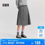 森马（Semir）森马半身裙女仿毛呢裙子24冬新款A字百褶裙遮胯显瘦109724120001