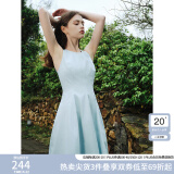 范思蓝恩夏季腰精裙气质收腰无袖背心连衣裙女夏季新款海边度假显瘦裙 浅水蓝-无袖 XS