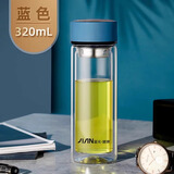 富光玻璃杯双层男女大容量耐热水杯便携过滤泡茶杯子定制印字logo 320ml蓝色