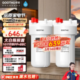 GOOTHO大白瓶前置过滤器 全屋家用自来水过滤净水器大通量大蓝瓶中央过滤通用滤芯除余氯阻垢 10寸双联增强抑菌【PP+BBC】