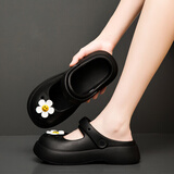 速狐（SUHU）夏季洞洞鞋女软底玛丽珍防滑护士鞋上班韩版学生外穿凉拖鞋凉鞋女 黑色 35-36 适用于35-36的脚