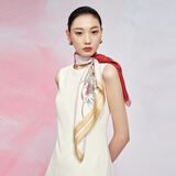 万事利真丝丝巾桑蚕丝75cm方巾丝巾扣礼盒送长辈妈妈生日礼物玉兰赋