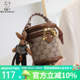 北包包水桶包小包包女新款时尚百搭斜挎包洋气圆筒包单肩生日礼物送女友 卡其色
