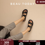 BEAUTODAY罗马凉鞋女鞋2025配裙子凉拖鞋女外穿勃肯鞋新款厚底沙滩鞋子女 经典黑 35