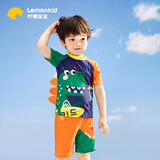 lemonkid儿童泳衣男女童分体游泳宝宝泳装泳裤套装 藏青冲浪小恐龙 120