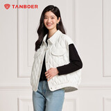 坦博尔（Tanboer）小香风羽绒马甲女短款百搭女士马夹背心TD236052 新莲花白 160 