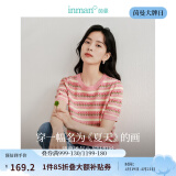 茵曼（INMAN）索罗纳凉感条纹女装气质针织衫小个子轻薄2025夏季新品短袖上衣 藕粉色 M