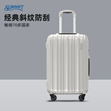 莎米特行李箱大容量可扩容 德国进口纯PC材质静音万向轮旅行拉杆箱PC154 米白【可扩容】 20英寸 【短途43L 可登机】