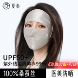 夏秦真丝防晒面罩全脸口罩100%桑蚕丝脸基尼防紫外线口罩女春夏 【深空灰】真丝防晒面罩 经典款