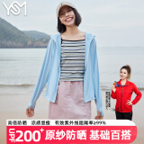 翊尚美防晒衣女冰丝薄款透气夏季2025新款防紫外线防晒服骑车连帽短外套 蓝色【UPF200+冰感高倍防晒】 均码 【适合80-140斤】