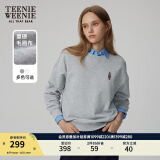 Teenie Weenie小熊春简约时尚美式运动卫衣学院风白色T恤上衣女装 浅灰色 S (160)