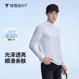 拇指白小T 长袖春秋三代T恤纯棉保暖水云棉高领男打底衫女 小高领白色 M 