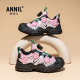 ANNIL女童运动鞋2026新款夏季女孩软底儿童花朵旋转纽扣鞋5194 粉色 32